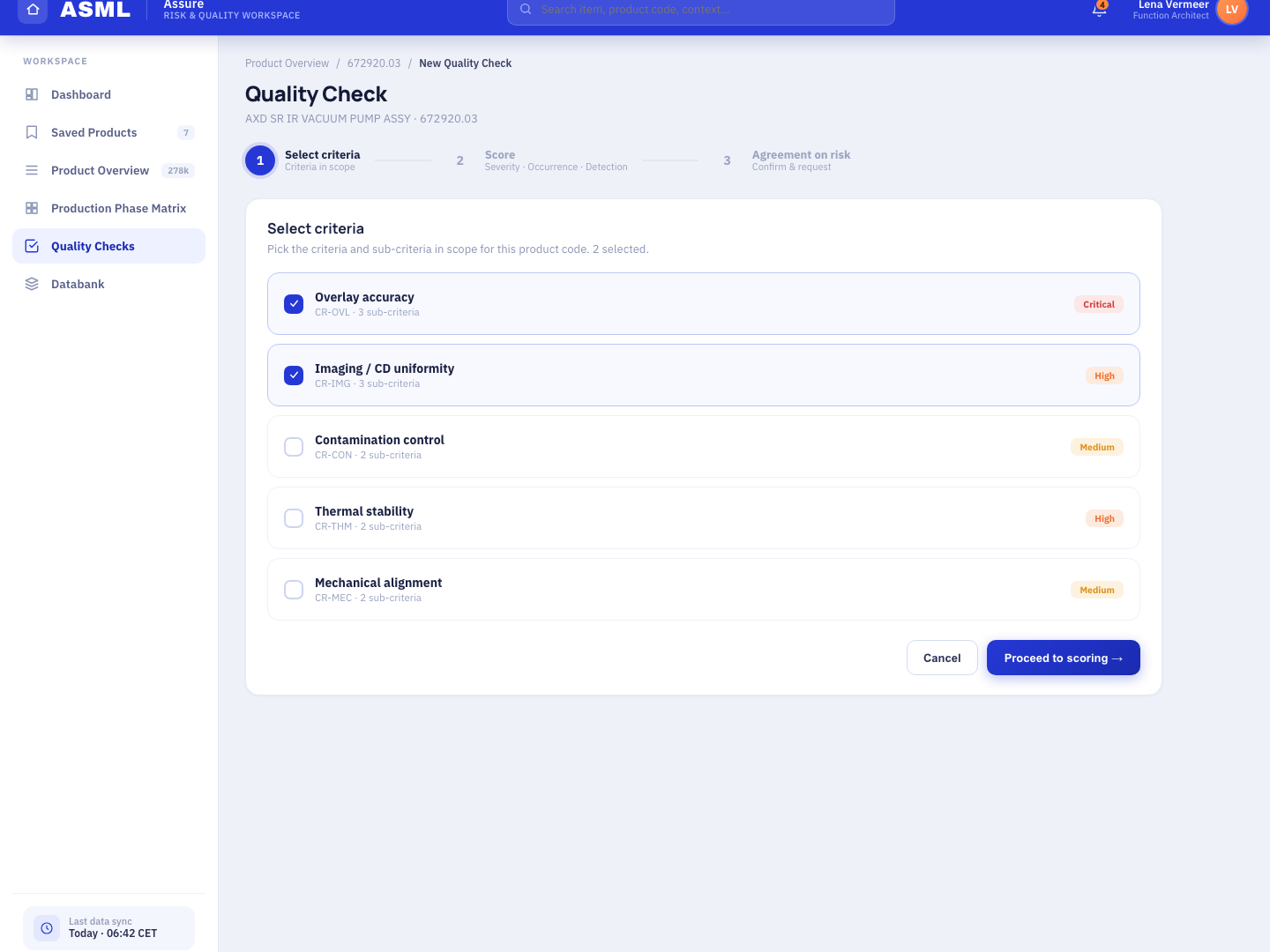 The new Quality Check start screen with three clear steps